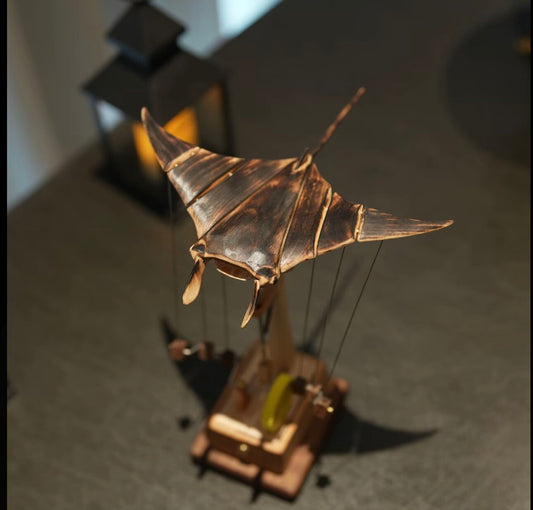 Abyssal Glide – Hand-Carved Solid Wood Stingray Sculpture