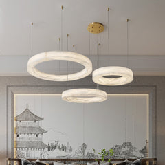 Celestial Ring Chandelier – Sculptural Marble-Look Resin (Available in 3 Sizes or Full Set)