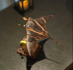 Abyssal Glide – Hand-Carved Solid Wood Stingray Sculpture
