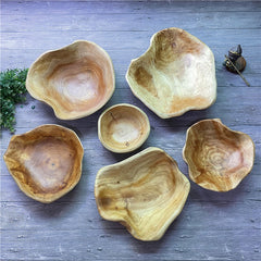 Artisan Carved Wood Bowl – Solid Timber Natural Grain Centerpiece
