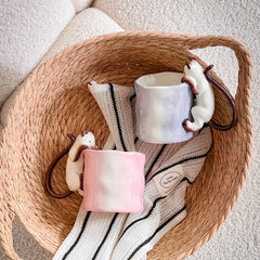 Siamese Serenity Vessel – Underglaze Hand-Painted Ceramic Mug