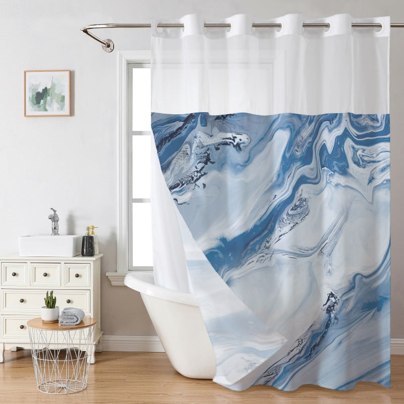 Carrara Flow Marble Shower Curtain – High-Definition Stone Texture Textile