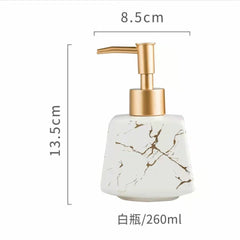 Lumina Ceramic Dispenser – Marble-Inspired Porcelain with Polished Chrome Pump