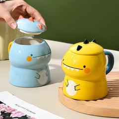 Dinosaur Thermal Infusion Cup – Sculptural Ceramic Vessel with Lid