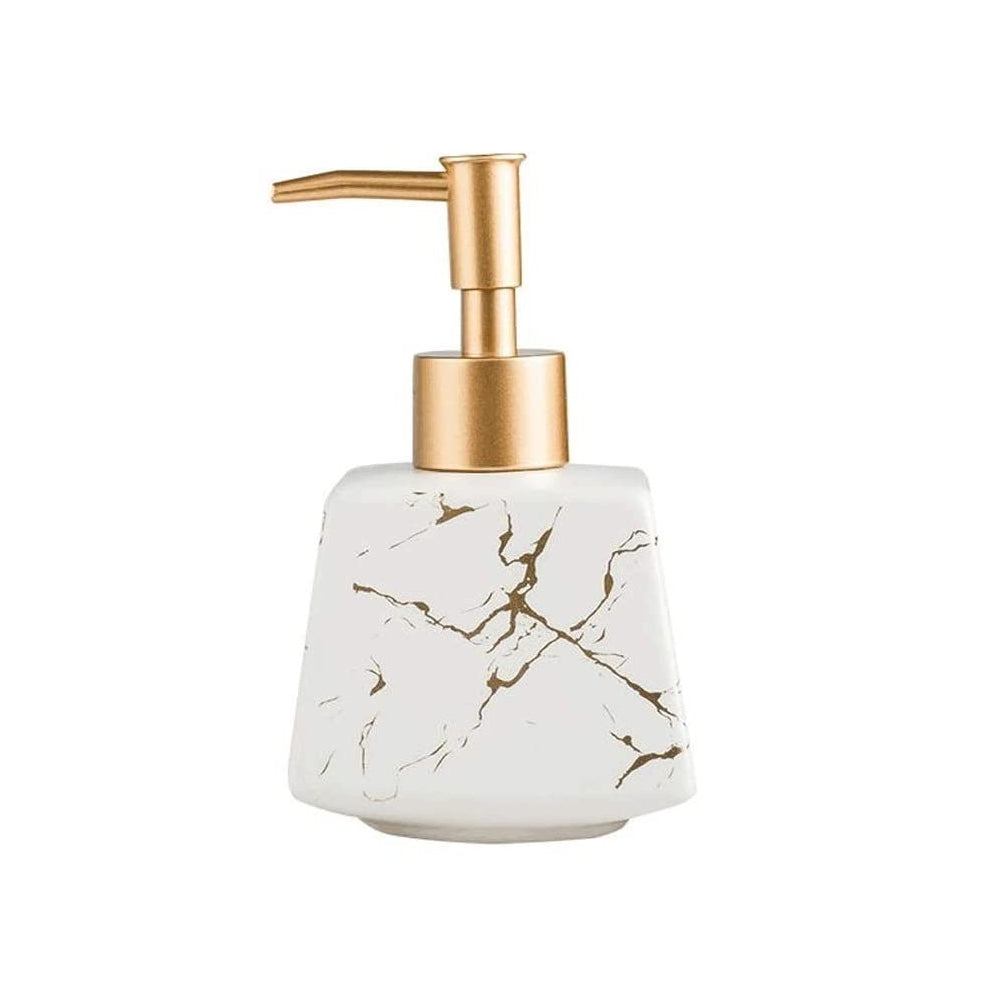 Lumina Ceramic Dispenser – Marble-Inspired Porcelain with Polished Chrome Pump