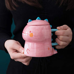 Dinosaur Thermal Infusion Cup – Sculptural Ceramic Vessel with Lid
