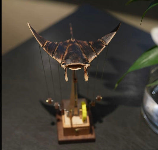 Abyssal Glide – Hand-Carved Solid Wood Stingray Sculpture