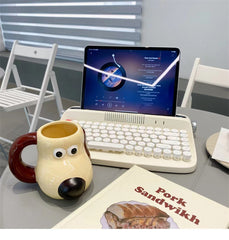Palm Pup Hand-Painted Vessel – Artisan Ceramic "Human-Touch" Mug