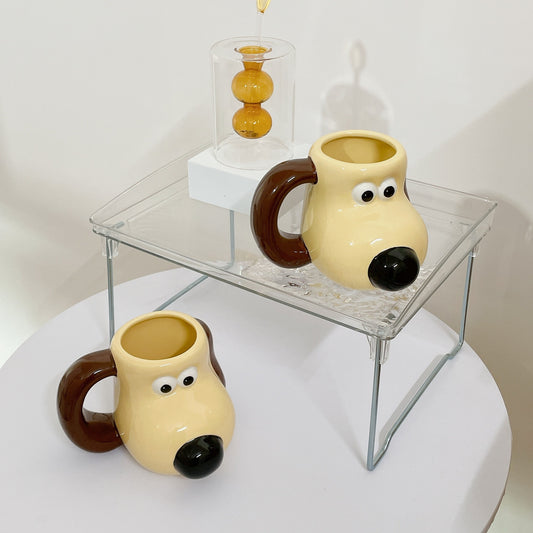 Palm Pup Hand-Painted Vessel – Artisan Ceramic "Human-Touch" Mug