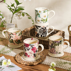 Botanical Imprint Mug – Hand-Finished Floral Ceramic Series