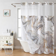 Carrara Flow Marble Shower Curtain – High-Definition Stone Texture Textile