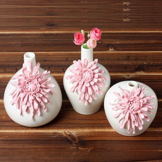 Handmade Ceramic Chrysanthemum Vase for Home Decor