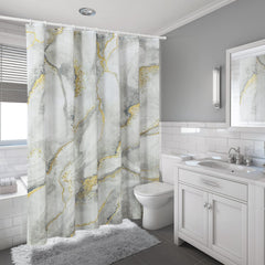 Carrara Flow Marble Shower Curtain – High-Definition Stone Texture Textile