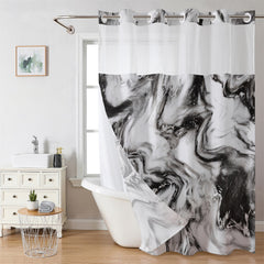 Carrara Flow Marble Shower Curtain – High-Definition Stone Texture Textile