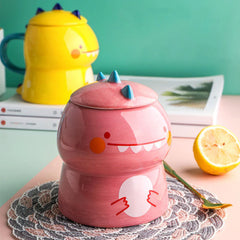 Dinosaur Thermal Infusion Cup – Sculptural Ceramic Vessel with Lid