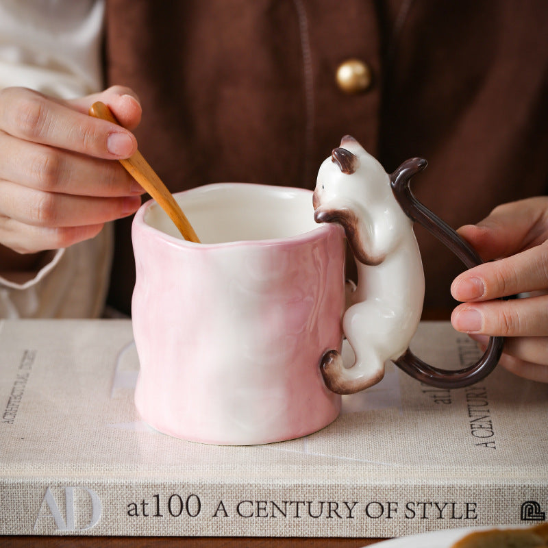 Siamese Serenity Vessel – Underglaze Hand-Painted Ceramic Mug