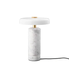 Vesta Marble Pedestal Lamp – Honed Natural Stone Base with Linen Shade