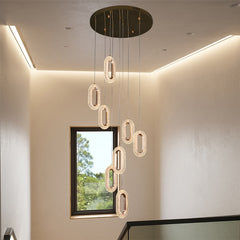 LED Ring Dazzling Pendant Light - Silver Oval Pair