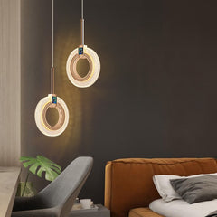 LED Ring Dazzling Pendant Light - Silver Oval Pair