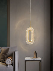 LED Ring Dazzling Pendant Light - Silver Oval Pair