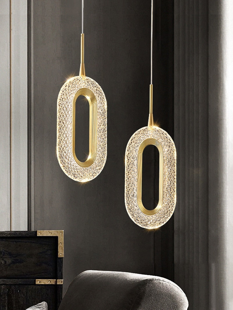 LED Ring Dazzling Pendant Light - 2 Oval Heads