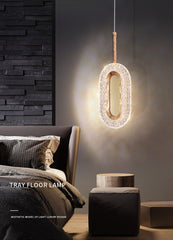 LED Ring Dazzling Pendant Light - Silver Oval Pair