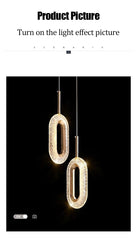 LED Ring Dazzling Pendant Light - Silver Oval Pair