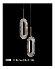 LED Ring Dazzling Pendant Light - Silver Oval Pair