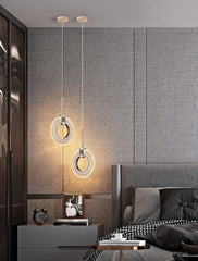 LED Ring Dazzling Pendant Light - Silver Oval Pair