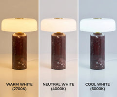 Vesta Marble Pedestal Lamp – Honed Natural Stone Base with Linen Shade