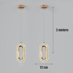 LED Ring Dazzling Pendant Light - Gold Oval Pair