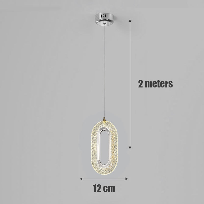 LED Ring Dazzling Pendant Light - Silver Oval Shell