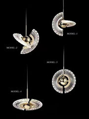 LED Ring Dazzling Pendant Light - Silver Oval Pair