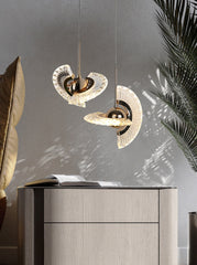 LED Ring Dazzling Pendant Light - Silver Oval Pair