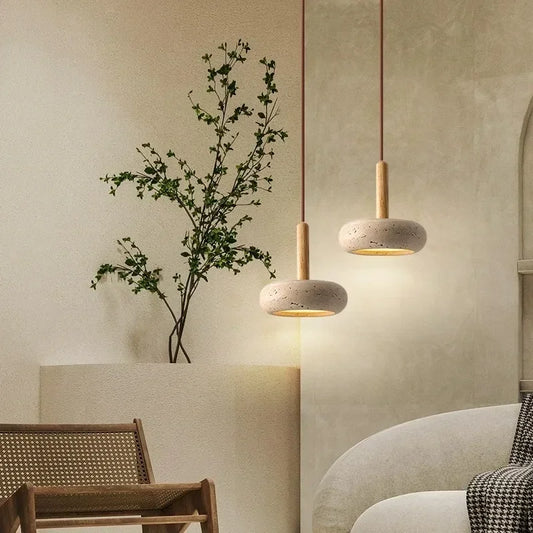 Sovereign Travertine Pendant – Natural Stone Hanging Light