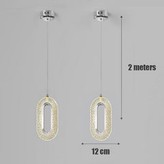 LED Ring Dazzling Pendant Light - Silver Oval Pair