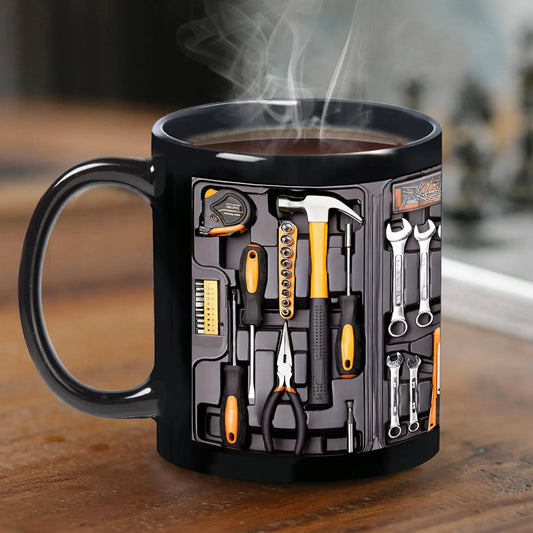 Mastercraft Blueprint Vessel – Tool-Themed Fine Porcelain Mug