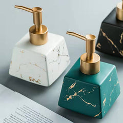 Lumina Ceramic Dispenser – Marble-Inspired Porcelain with Polished Chrome Pump