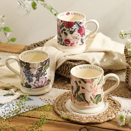Botanical Imprint Mug – Hand-Finished Floral Ceramic Series