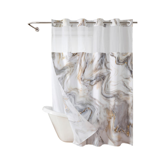 Carrara Flow Marble Shower Curtain – High-Definition Stone Texture Textile