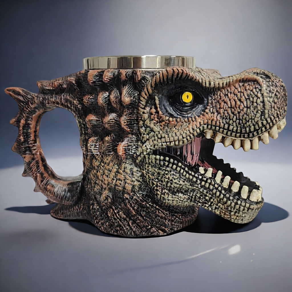 Primeval Resin Artifact – Hyper-Detailed Sculptural Dinosaur Vessel