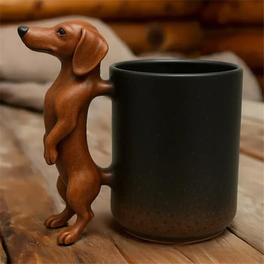 Dachshund "Loyalty" Vessel – Sculptural Handle Resin Mug