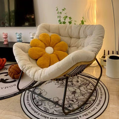 Handwoven Rattan Rocking Chair – Ergonomic Nordic Lounger with Premium Velvet Cushion