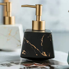 Lumina Ceramic Dispenser – Marble-Inspired Porcelain with Polished Chrome Pump