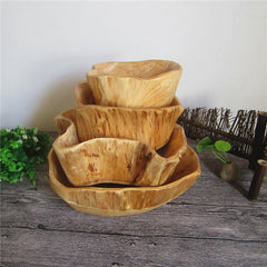 Artisan Carved Wood Bowl – Solid Timber Natural Grain Centerpiece