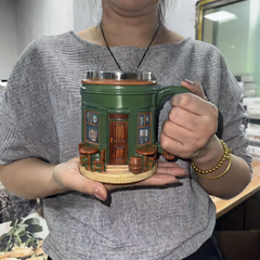 Gaelic Hearth Insulated Vessel – 3D Sculptural Irish Bar Scene Mug