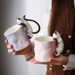 Siamese Serenity Vessel – Underglaze Hand-Painted Ceramic Mug