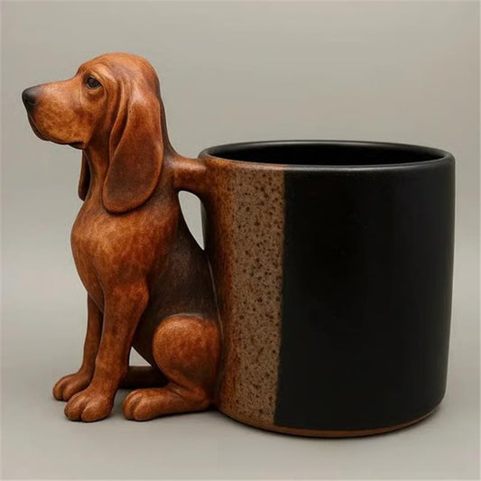 Dachshund "Loyalty" Vessel – Sculptural Handle Resin Mug