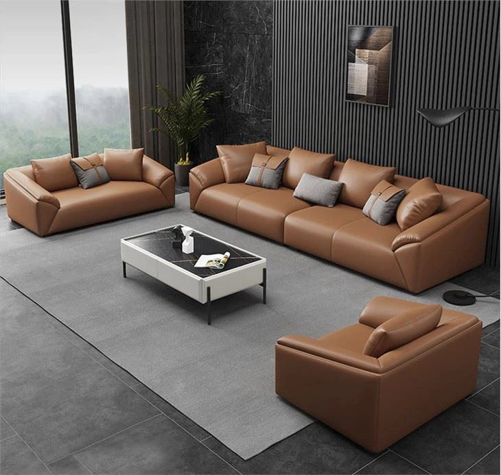 Four Seat Nordic Luxury Leather Sofa