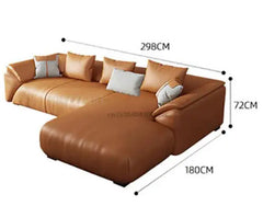 Double & Chaise Seat Nordic Luxury Leather Sofa